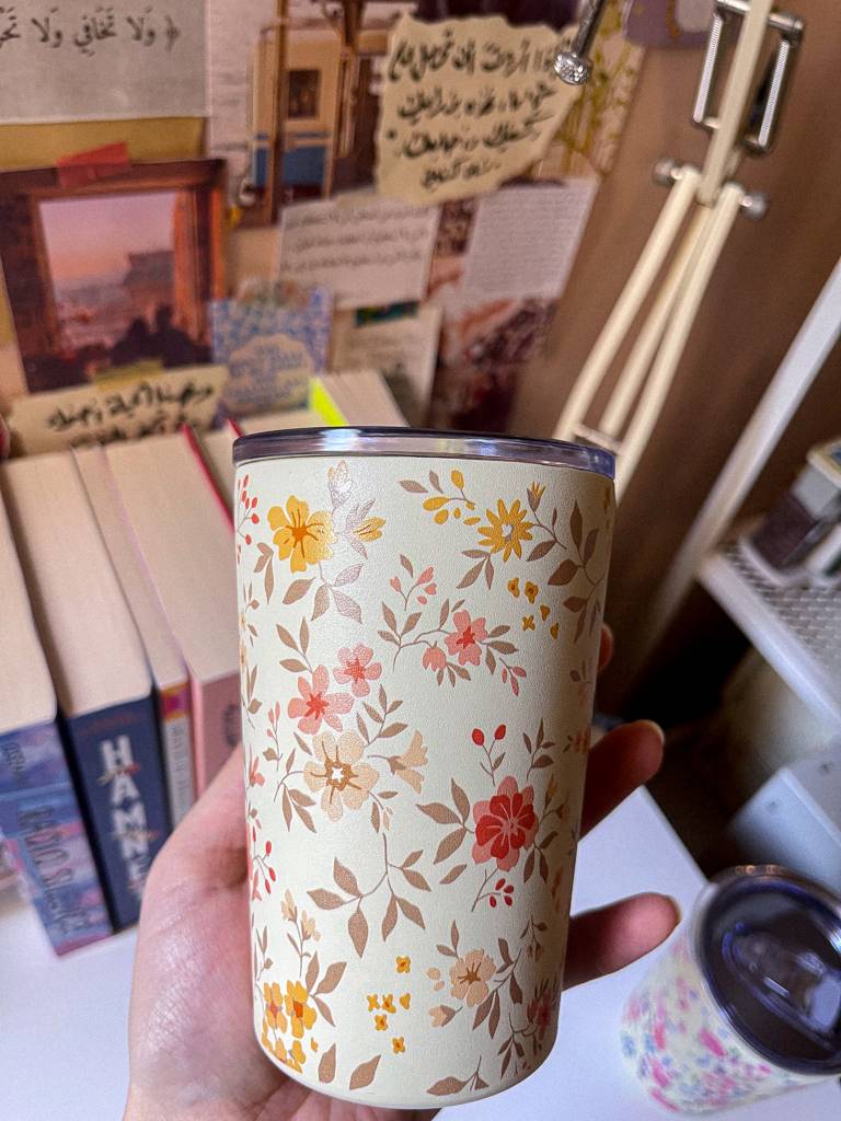 🪻​🌼 ​كوب حراري حجم ٣٥٠ مل ثيم ورد
