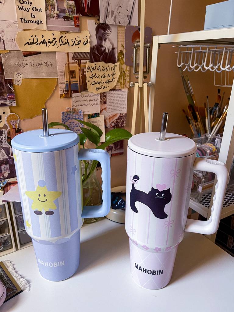 🐈‍⬛🌟كوب حراري سعة 1.183 لتر برسومات مميزة