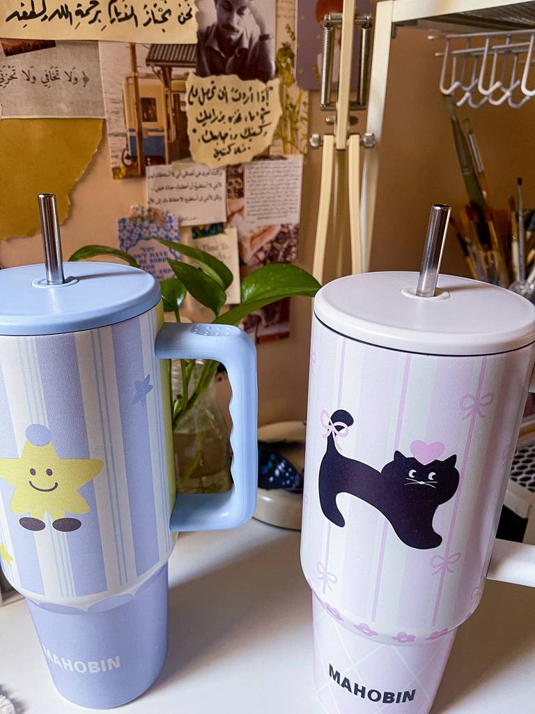 🐈‍⬛🌟كوب حراري سعة 1.183 لتر برسومات مميزة