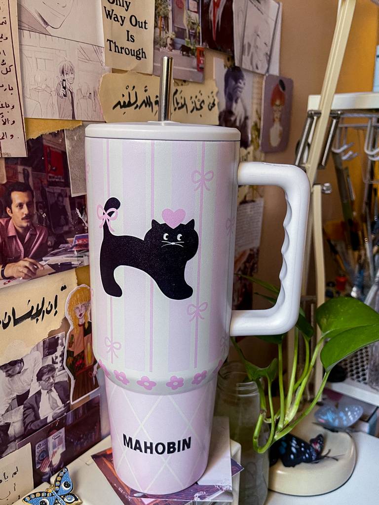 🐈‍⬛🌟كوب حراري سعة 1.183 لتر برسومات مميزة