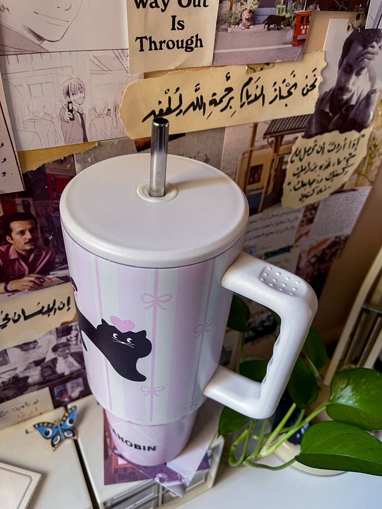 🐈‍⬛🌟كوب حراري سعة 1.183 لتر برسومات مميزة